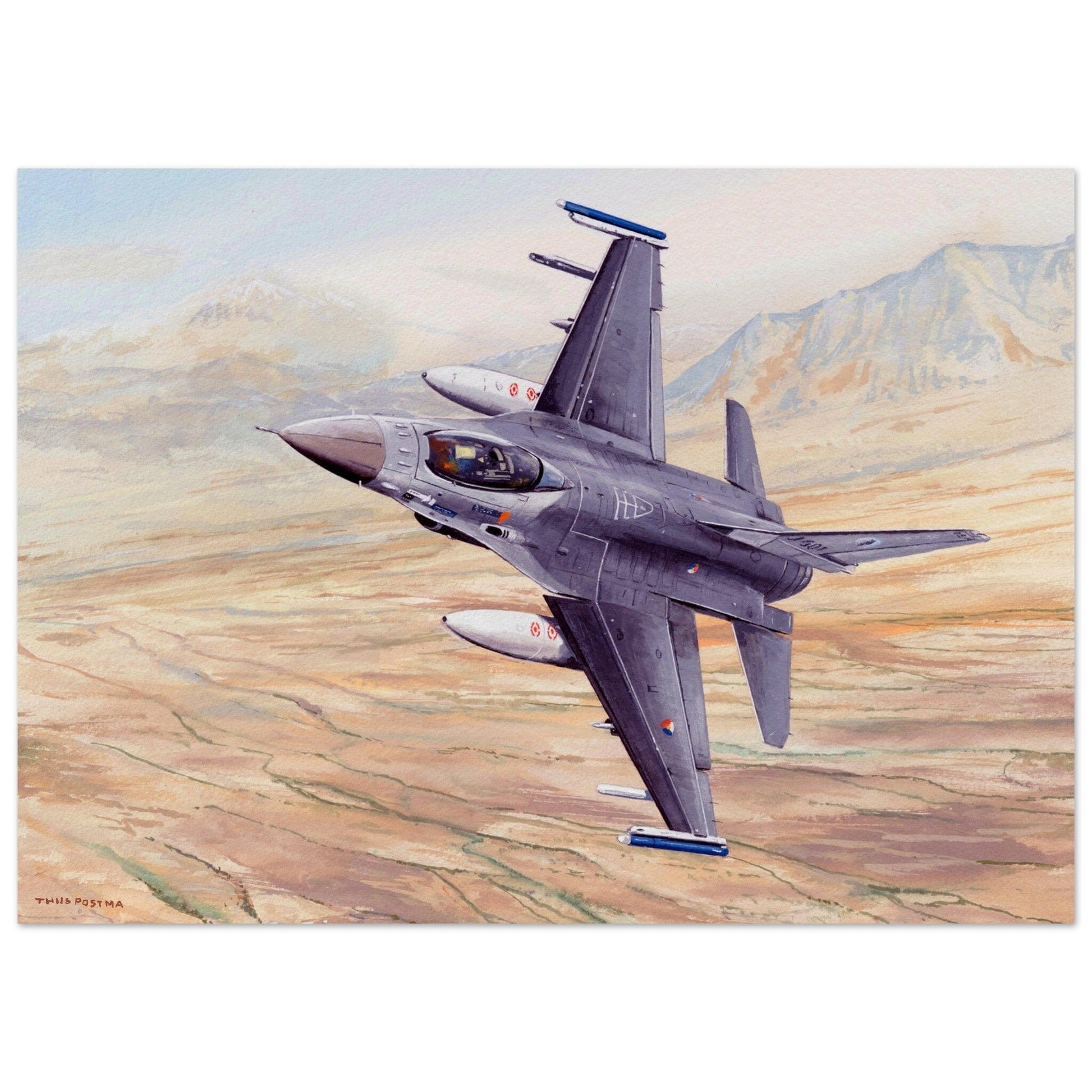 Thijs Postma - Poster - General Dynamics F-16 Afghanistan Poster Only TP Aviation Art 50x70 cm / 20x28″ 