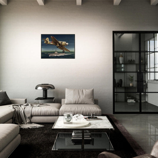 Thijs Postma - Poster - Hawker Sea Fury Preparing To Land Karel Doorman Aircraft Carrier - Metal Frame Poster - Metal Frame TP Aviation Art 