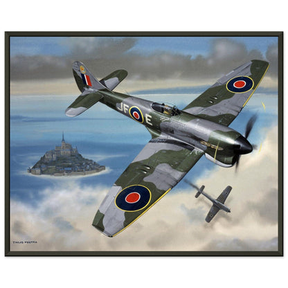 Thijs Postma - Poster - Hawker Tempest JF-E Downing A German Fighter - Metal Frame Poster - Metal Frame TP Aviation Art 40x50 cm / 16x20″ 