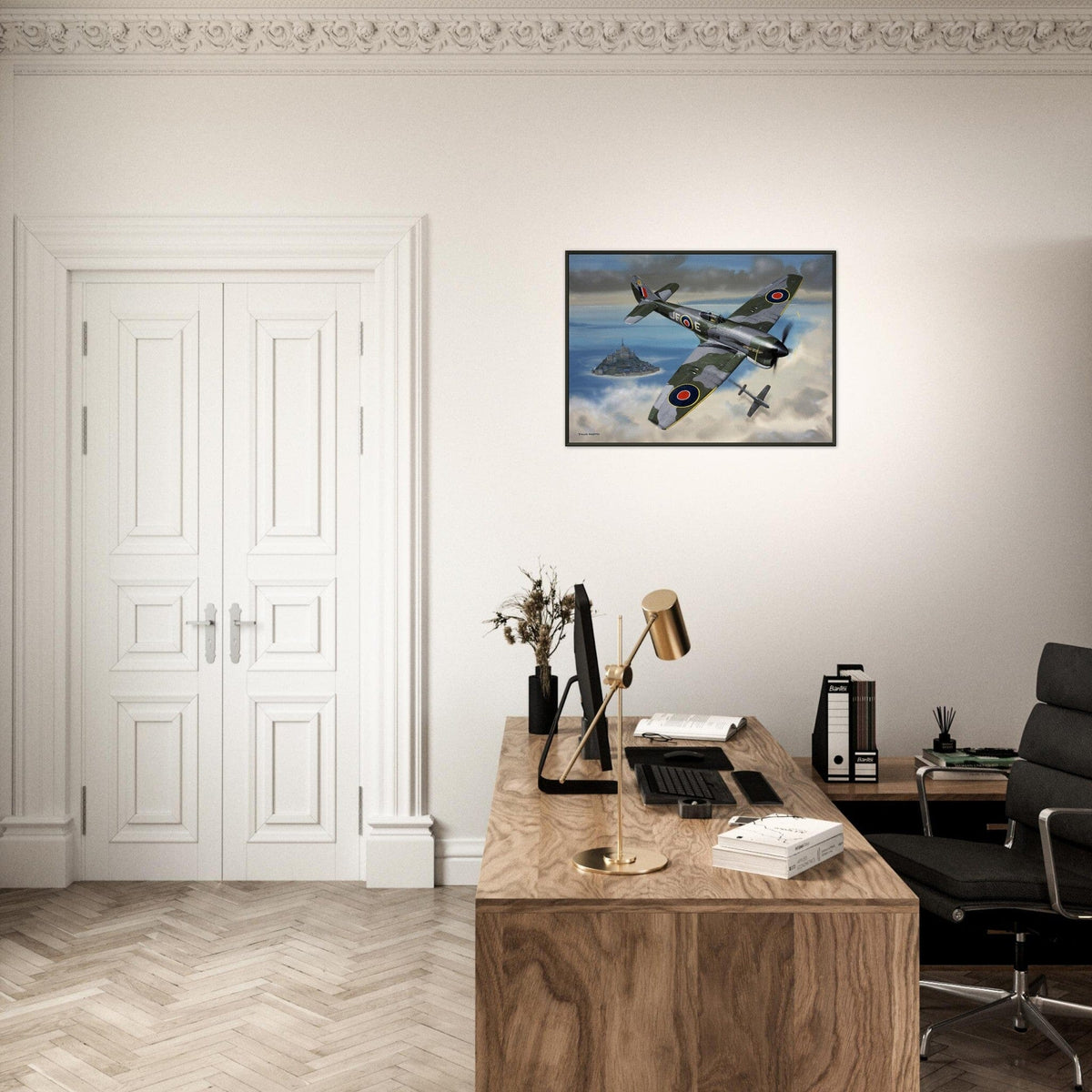 Thijs Postma - Poster - Hawker Tempest JF-E Downing A German Fighter - Metal Frame Poster - Metal Frame TP Aviation Art 