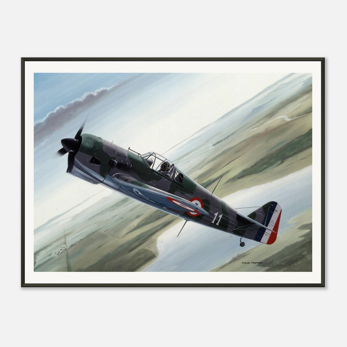Thijs Postma - Poster - Koolhoven FK.58 - Metal Frame Poster - Metal Frame TP Aviation Art 60x80 cm / 24x32″ 