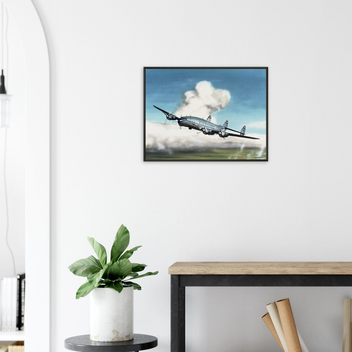 Thijs Postma - Poster - Lockheed L-049 PH-TAV Venlo Flying - Metal Frame Poster - Metal Frame TP Aviation Art 