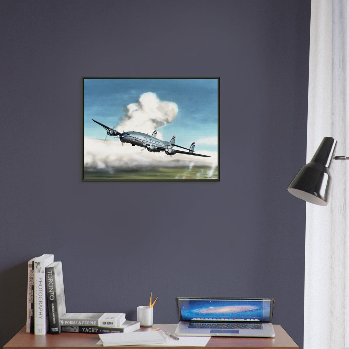 Thijs Postma - Poster - Lockheed L-049 PH-TAV Venlo Flying - Metal Frame Poster - Metal Frame TP Aviation Art 