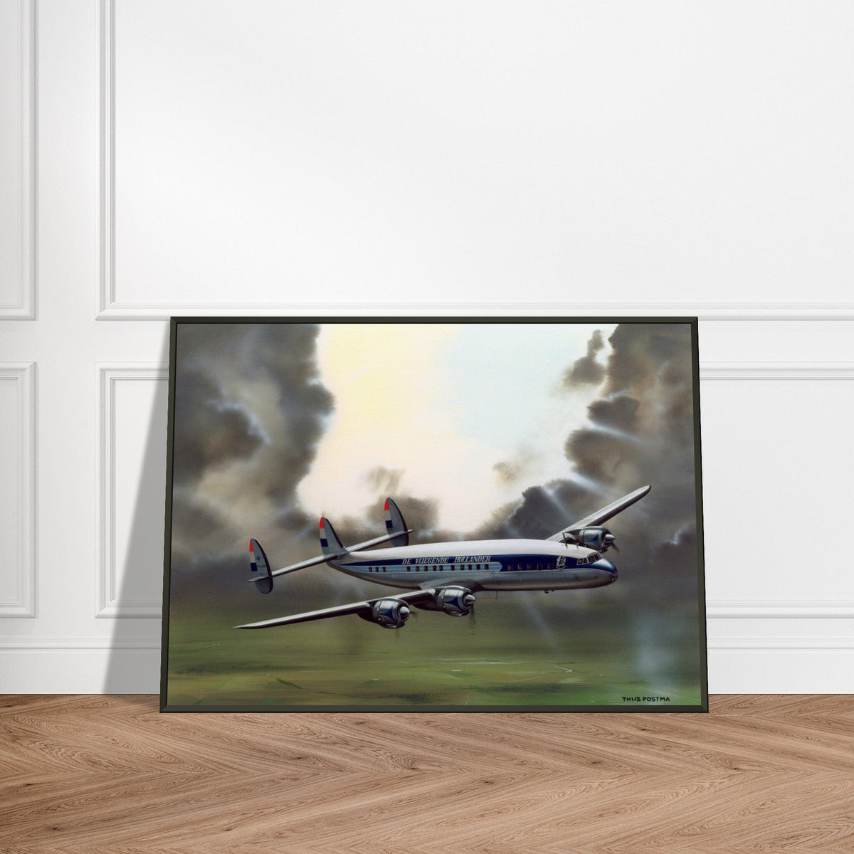 Thijs Postma - Poster - Lockheed L-1049 PH-LKD Open Skies - Metal Frame Poster - Metal Frame TP Aviation Art 