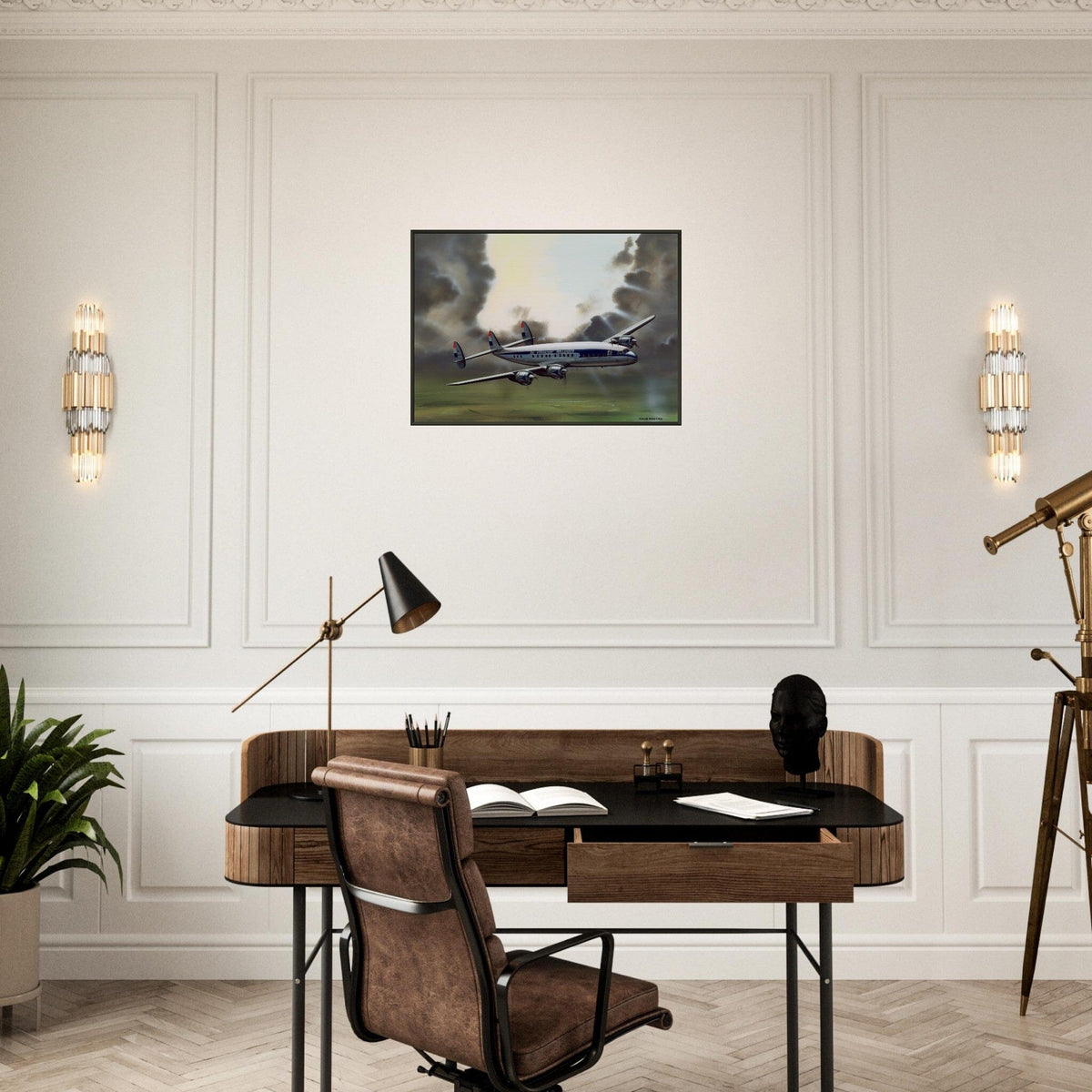 Thijs Postma - Poster - Lockheed L-1049 PH-LKD Open Skies - Metal Frame Poster - Metal Frame TP Aviation Art 