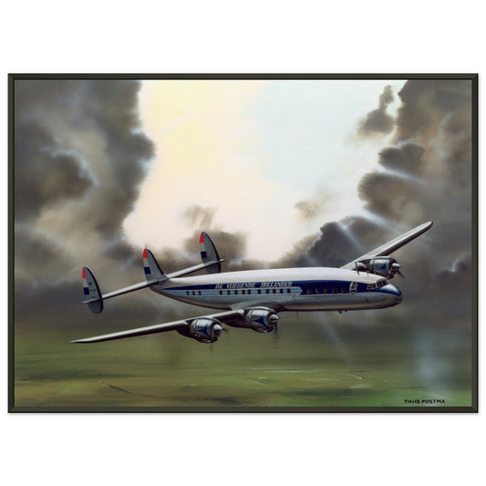 Thijs Postma - Poster - Lockheed L-1049 PH-LKD Open Skies - Metal Frame Poster - Metal Frame TP Aviation Art 50x70 cm / 20x28″ 