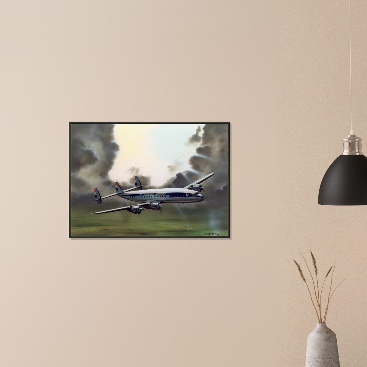 Thijs Postma - Poster - Lockheed L-1049 PH-LKD Open Skies - Metal Frame Poster - Metal Frame TP Aviation Art 