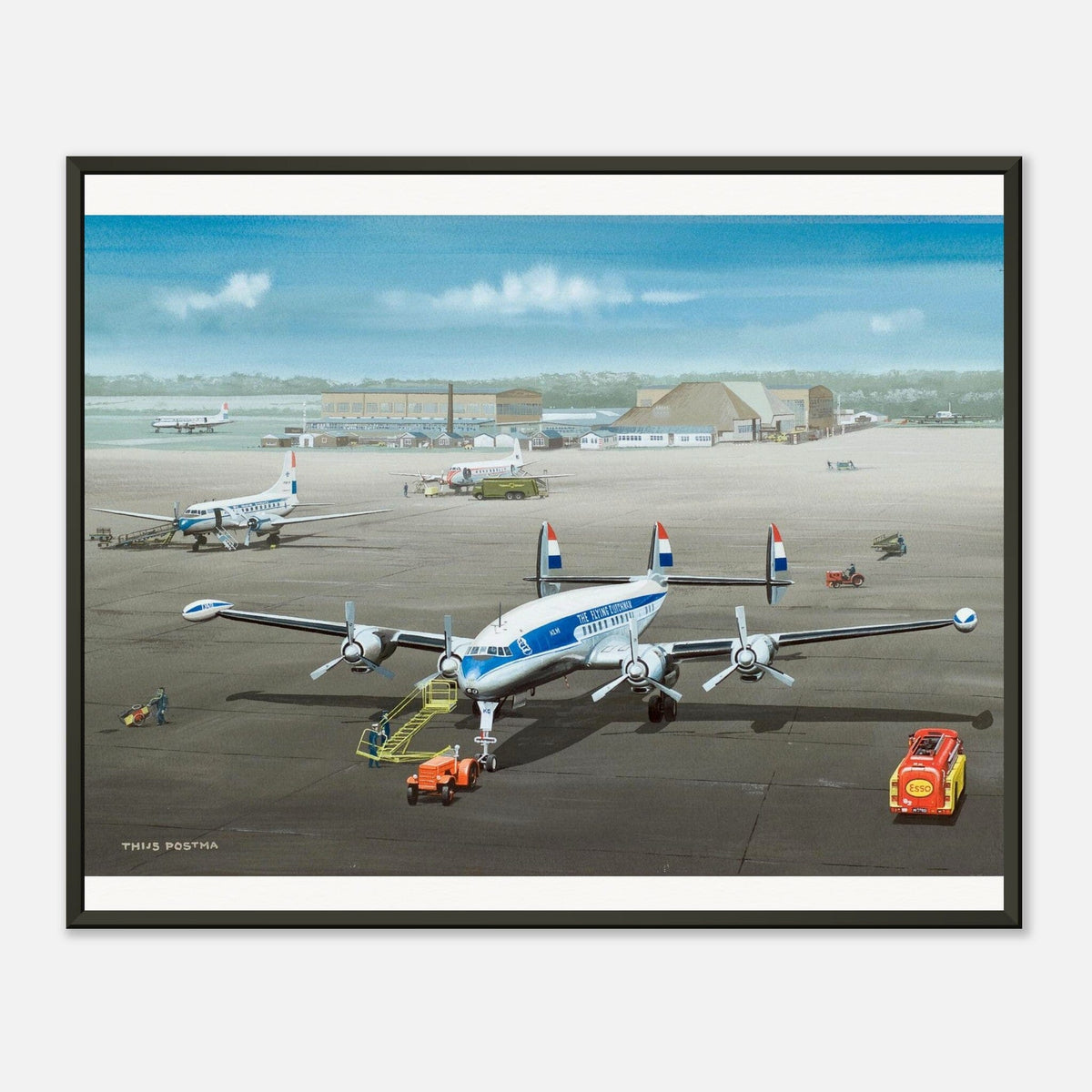 Thijs Postma - Poster - Lockheed L-1049 Super Constellation PH-LKC 1965 - Metal Frame Poster - Metal Frame TP Aviation Art 40x50 cm / 16x20″ 