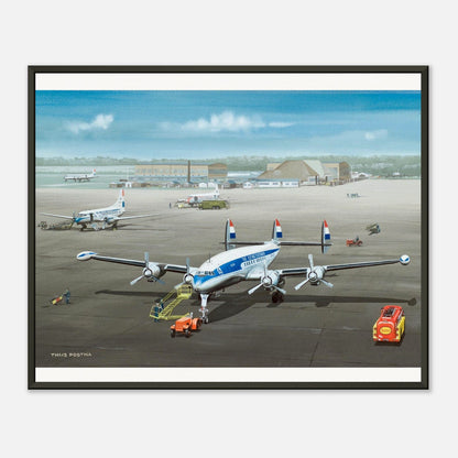 Thijs Postma - Poster - Lockheed L-1049 Super Constellation PH-LKC 1965 - Metal Frame Poster - Metal Frame TP Aviation Art 40x50 cm / 16x20″ 