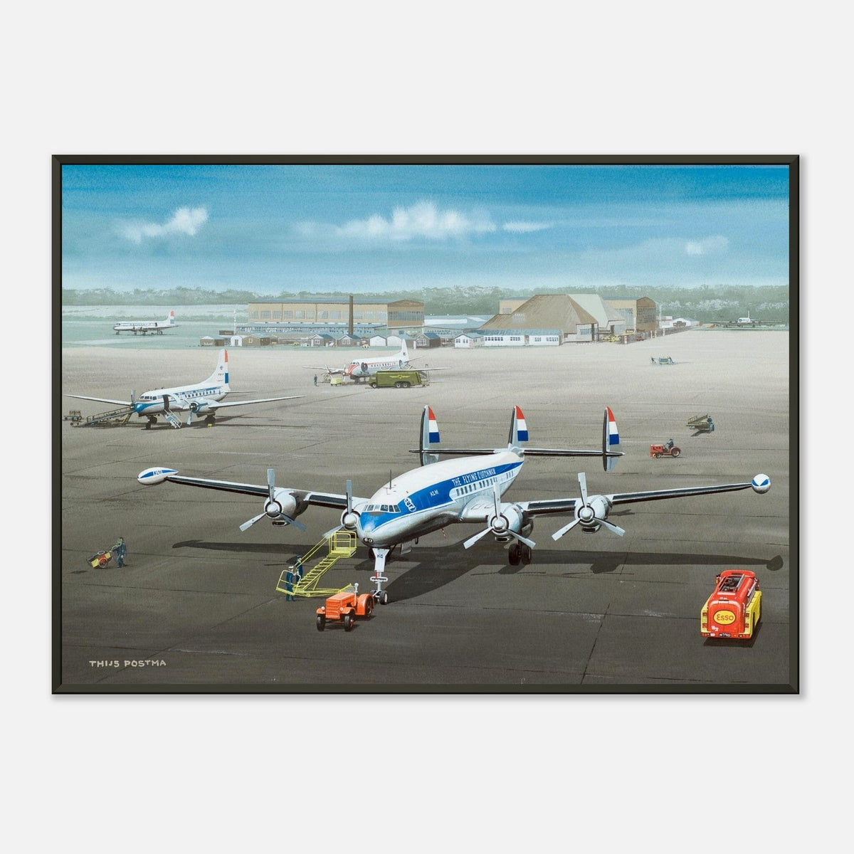 Thijs Postma - Poster - Lockheed L-1049 Super Constellation PH-LKC 1965 - Metal Frame Poster - Metal Frame TP Aviation Art 50x70 cm / 20x28″ 