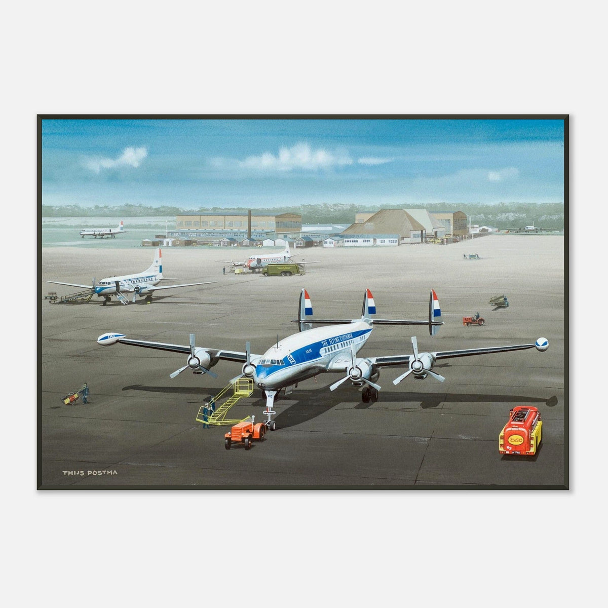 Thijs Postma - Poster - Lockheed L-1049 Super Constellation PH-LKC 1965 - Metal Frame Poster - Metal Frame TP Aviation Art 70x100 cm / 28x40″ 