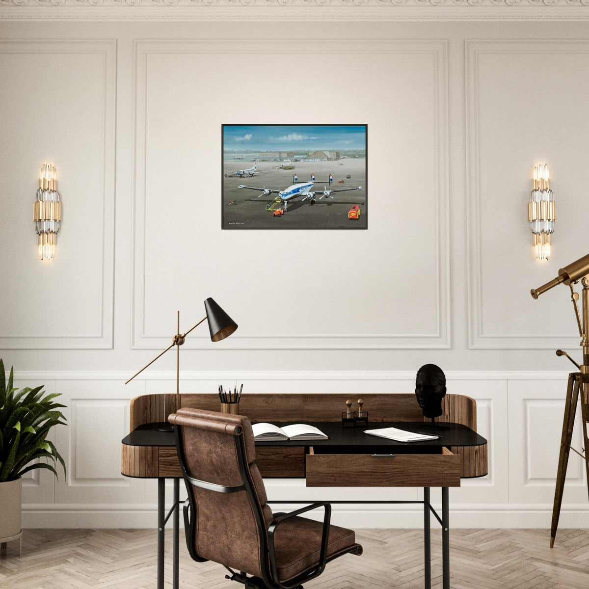 Thijs Postma - Poster - Lockheed L-1049 Super Constellation PH-LKC 1965 - Metal Frame Poster - Metal Frame TP Aviation Art 