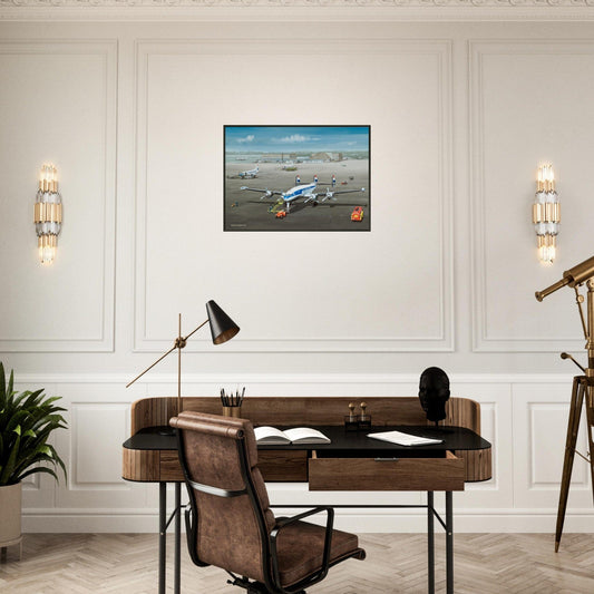 Thijs Postma - Poster - Lockheed L-1049 Super Constellation PH-LKC 1965 - Metal Frame Poster - Metal Frame TP Aviation Art 