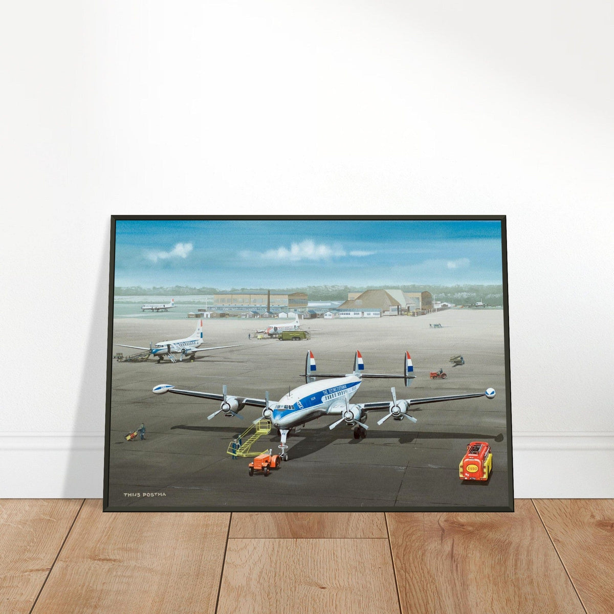 Thijs Postma - Poster - Lockheed L-1049 Super Constellation PH-LKC 1965 - Metal Frame Poster - Metal Frame TP Aviation Art 