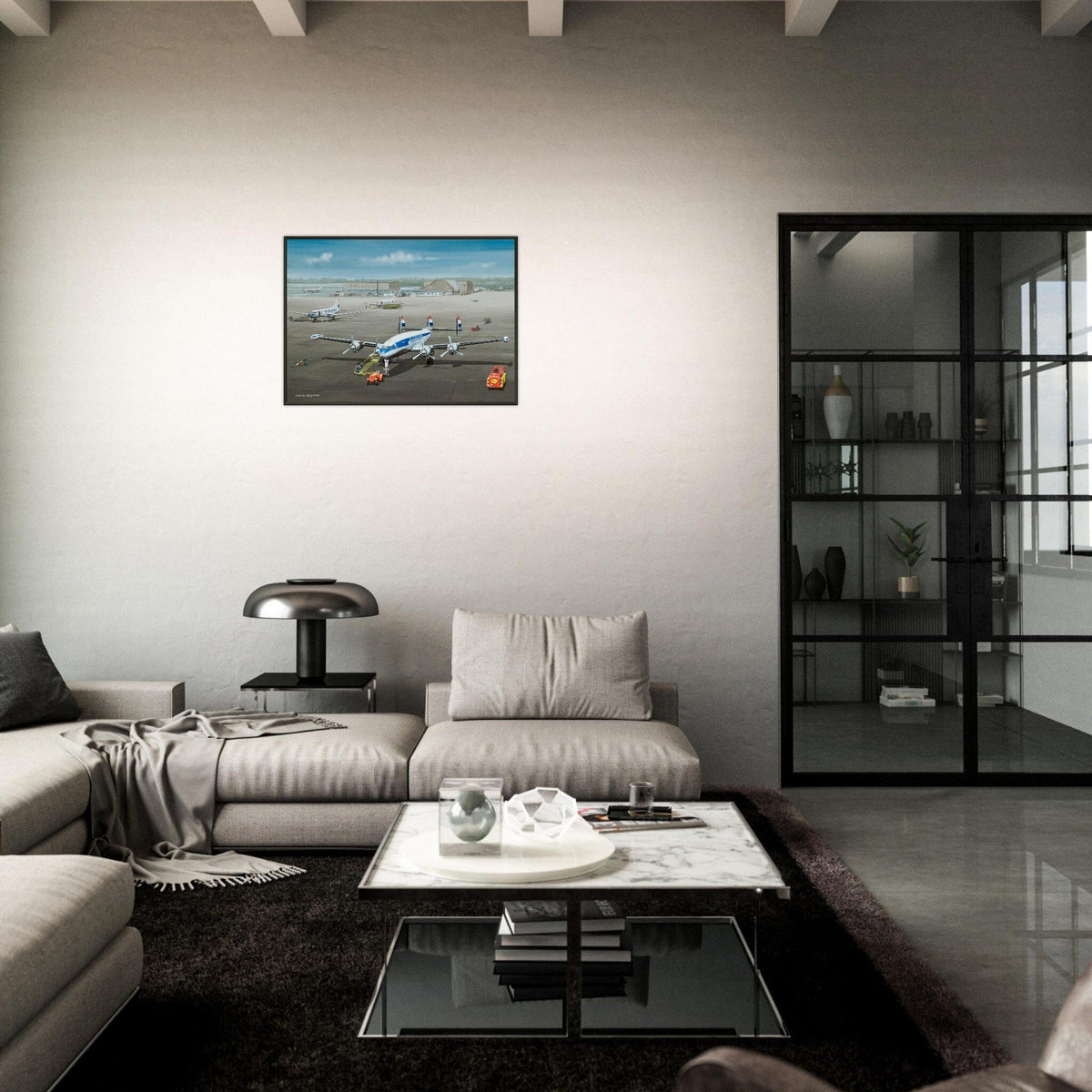 Thijs Postma - Poster - Lockheed L-1049 Super Constellation PH-LKC 1965 - Metal Frame Poster - Metal Frame TP Aviation Art 