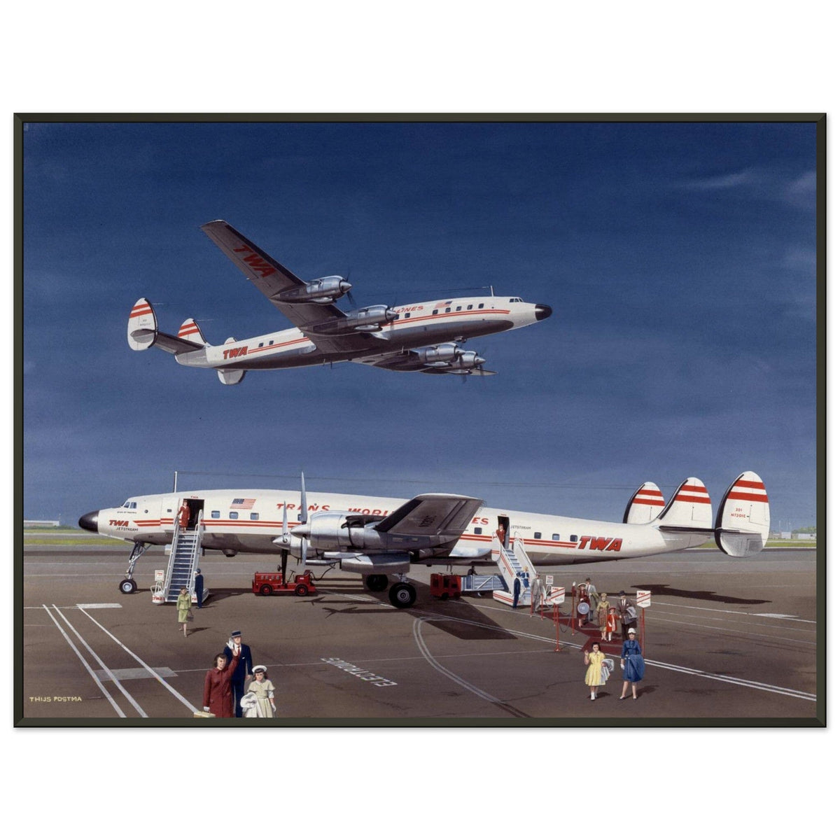 Thijs Postma - Poster - Lockheed L-1649 Starliner - Metal Frame Poster - Metal Frame TP Aviation Art 60x80 cm / 24x32″ 