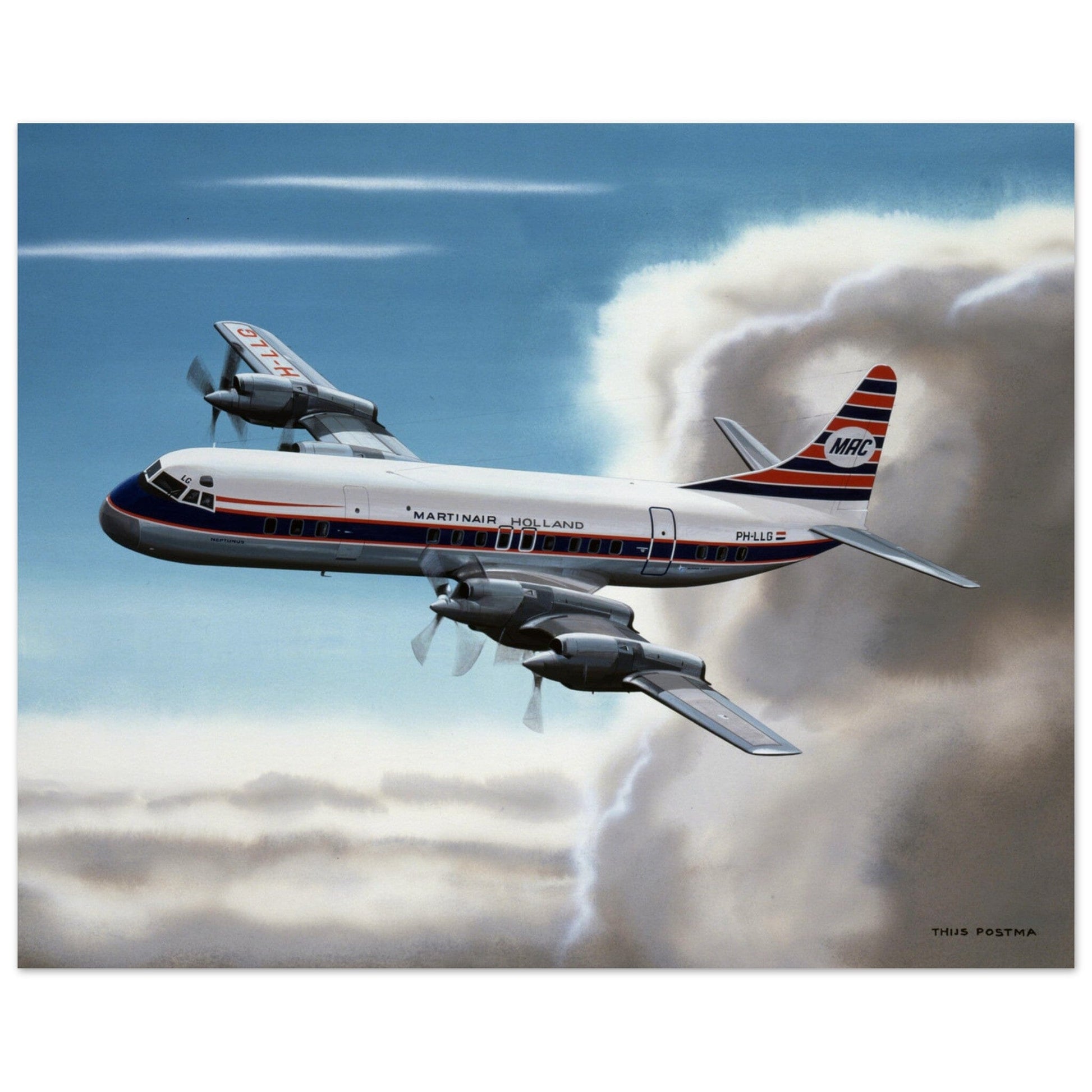 Thijs Postma - Poster - Lockheed L-188 Electra Martinair Poster Only TP Aviation Art 40x50 cm / 16x20″ 