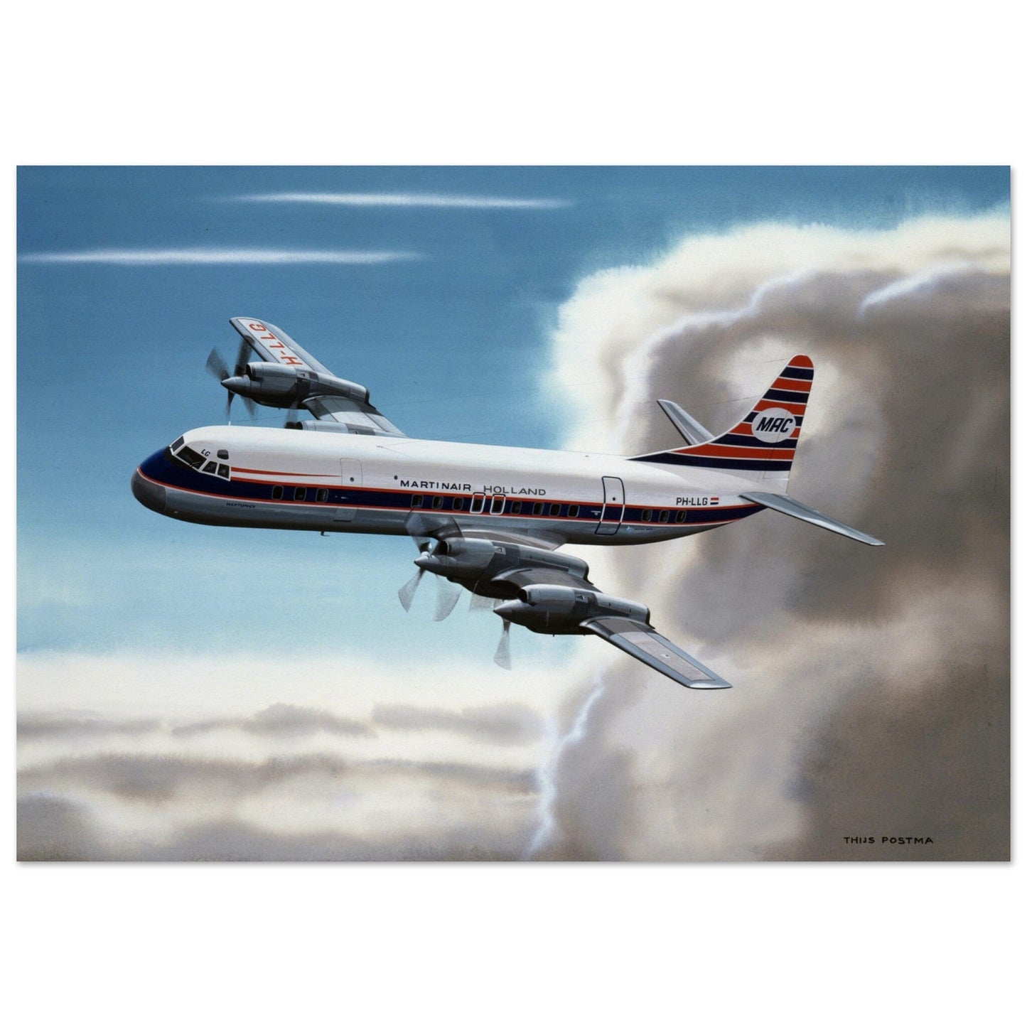 Thijs Postma - Poster - Lockheed L-188 Electra Martinair Poster Only TP Aviation Art 70x100 cm / 28x40″ 