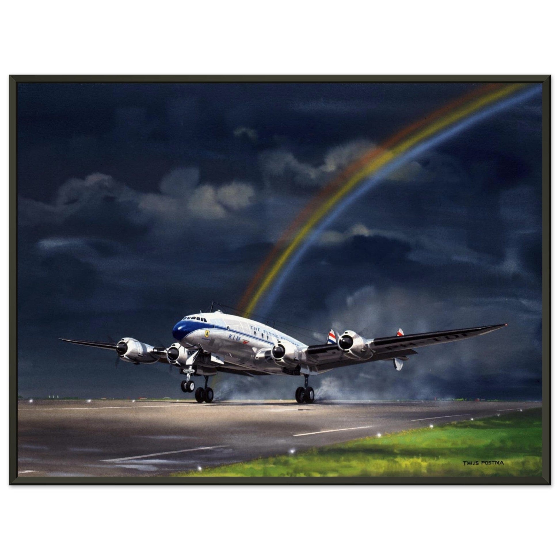 Thijs Postma - Poster - Lockheed L-749 Constellation Under The Rainbow - Metal Frame Poster - Metal Frame TP Aviation Art 45x60 cm / 18x24″ 