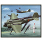Thijs Postma - Poster - Martin 139 KNIL Attacking Japanese - Metal Frame Poster - Metal Frame TP Aviation Art 