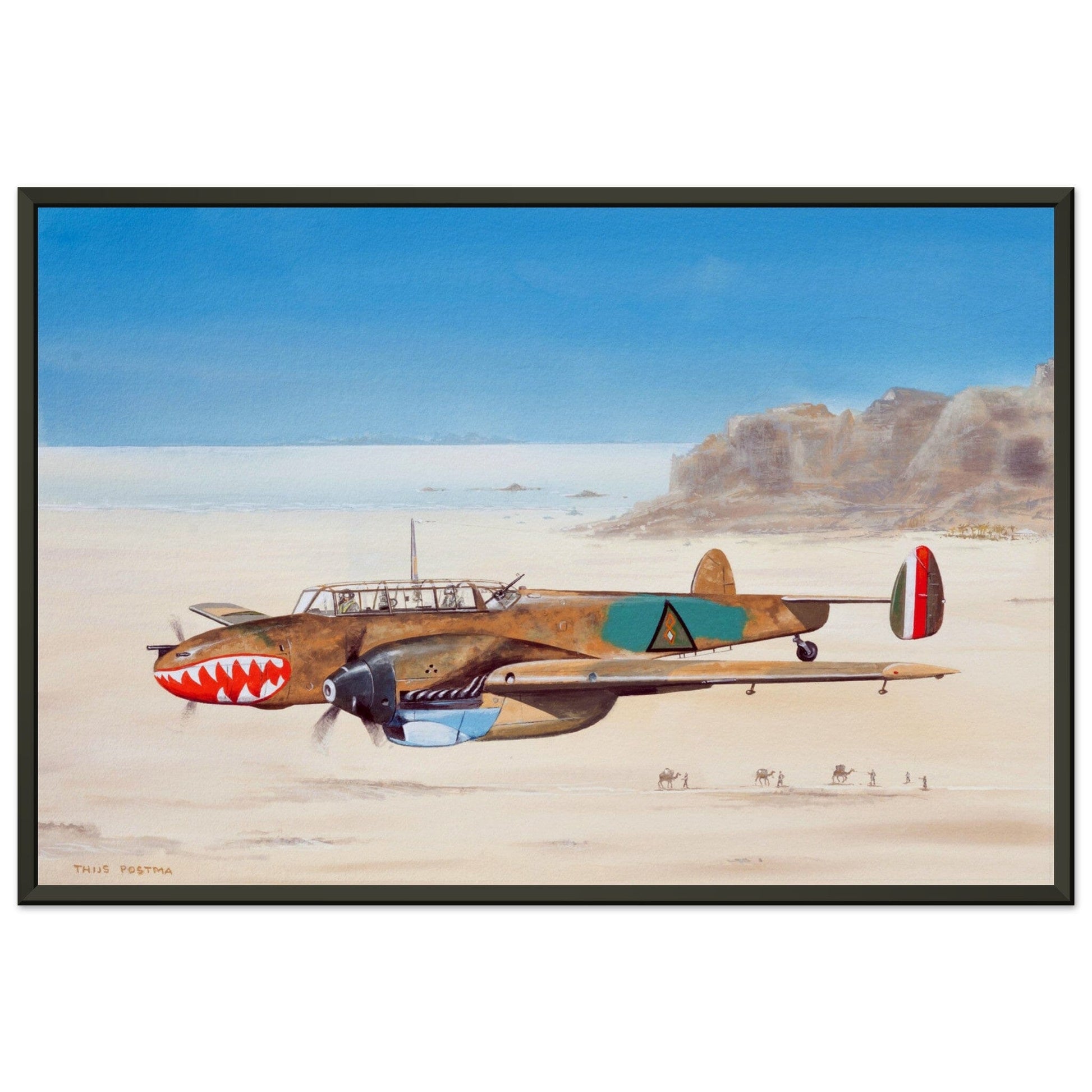 Thijs Postma - Poster - Messerschmitt Bf 110 Iraq - Metal Frame Poster - Metal Frame TP Aviation Art 40x60 cm / 16x24″ 