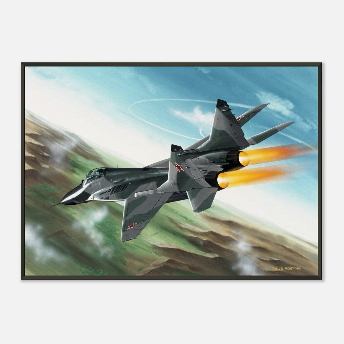 Thijs Postma - Poster - MiG-29 Full Afterburners - Metal Frame Poster - Metal Frame TP Aviation Art 