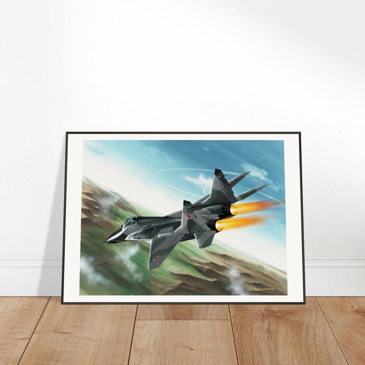 Thijs Postma - Poster - MiG-29 Full Afterburners - Metal Frame Poster - Metal Frame TP Aviation Art 70x100 cm / 28x40″ 