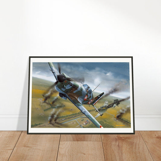 Thijs Postma - Poster - Morane Saulnier MS.406 In Action In 1940 - Metal Frame Poster - Metal Frame TP Aviation Art 
