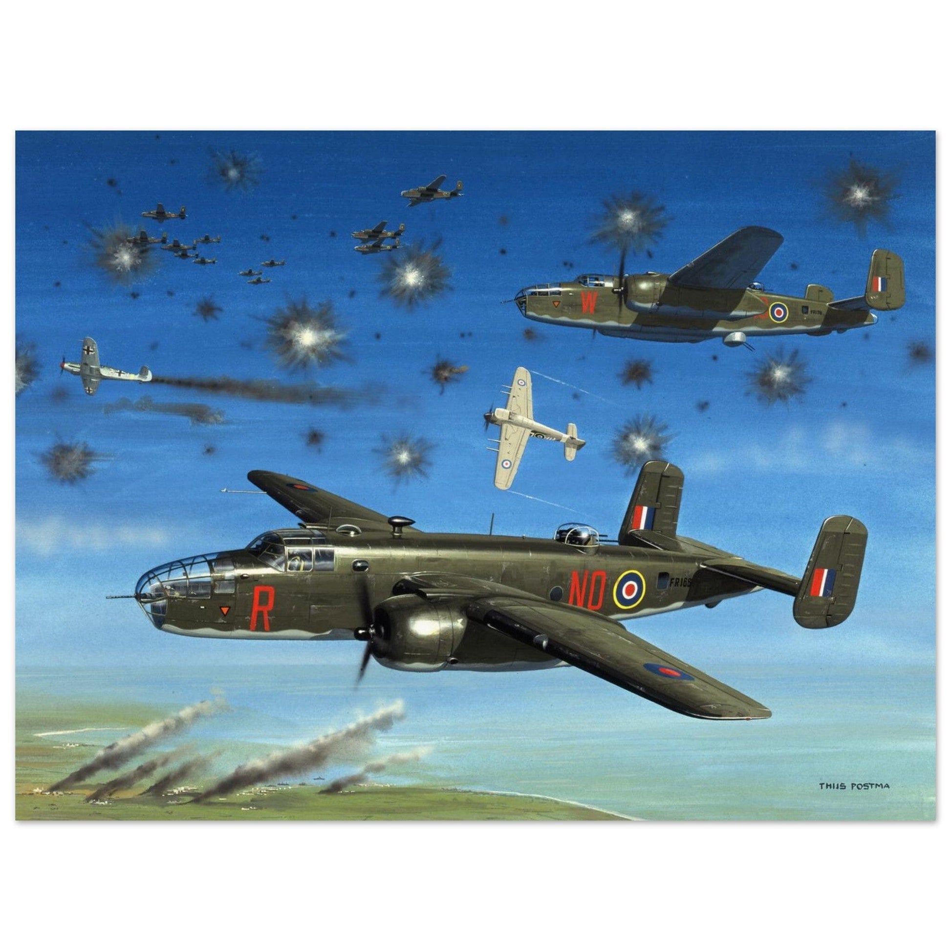 Thijs Postma - Poster - North American Mitchell B-25C 320 Sqn Brest Poster Only TP Aviation Art 45x60 cm / 18x24″ 