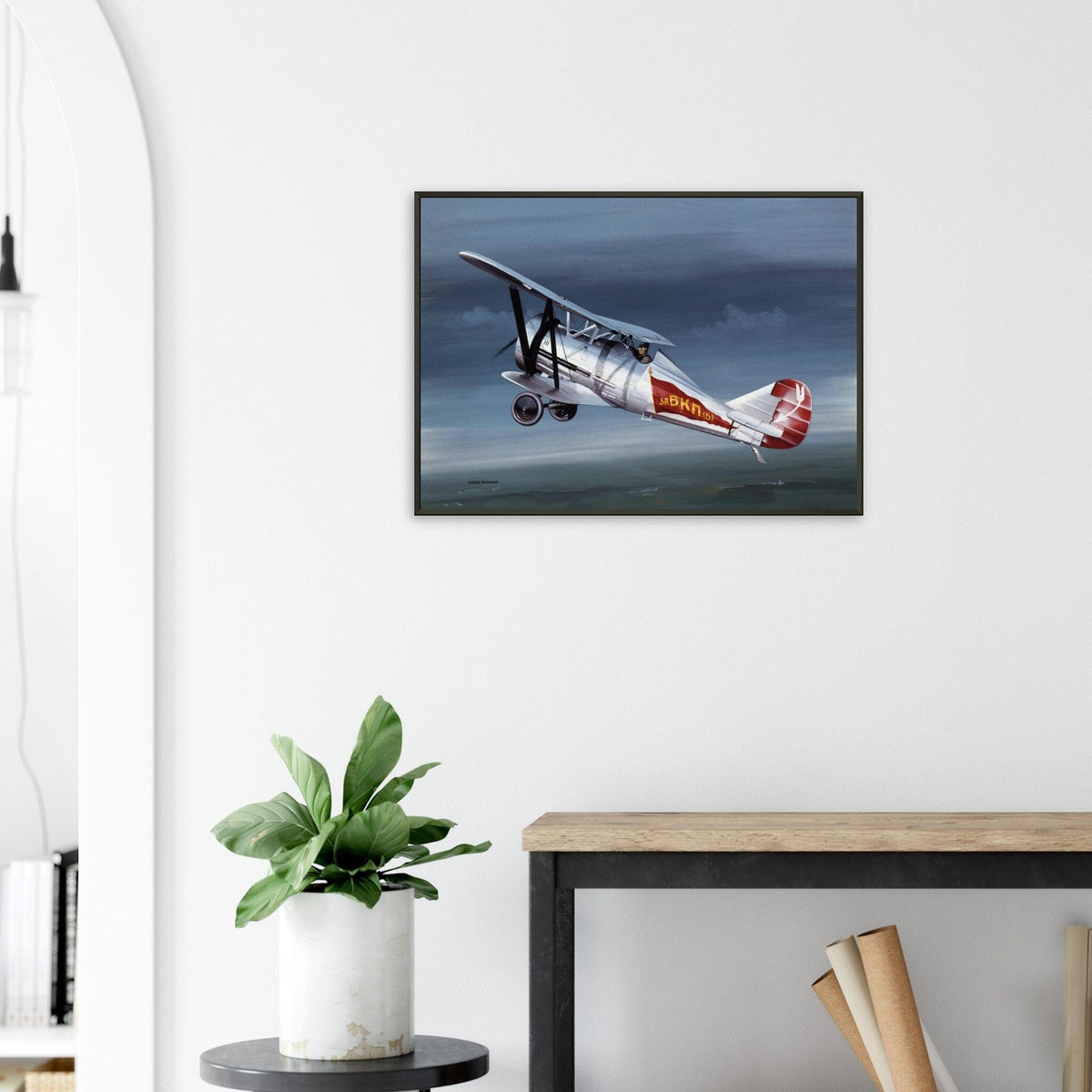 Thijs Postma - Poster - Polikarpov I-5 In The Sky - Metal Frame Poster - Metal Frame TP Aviation Art 