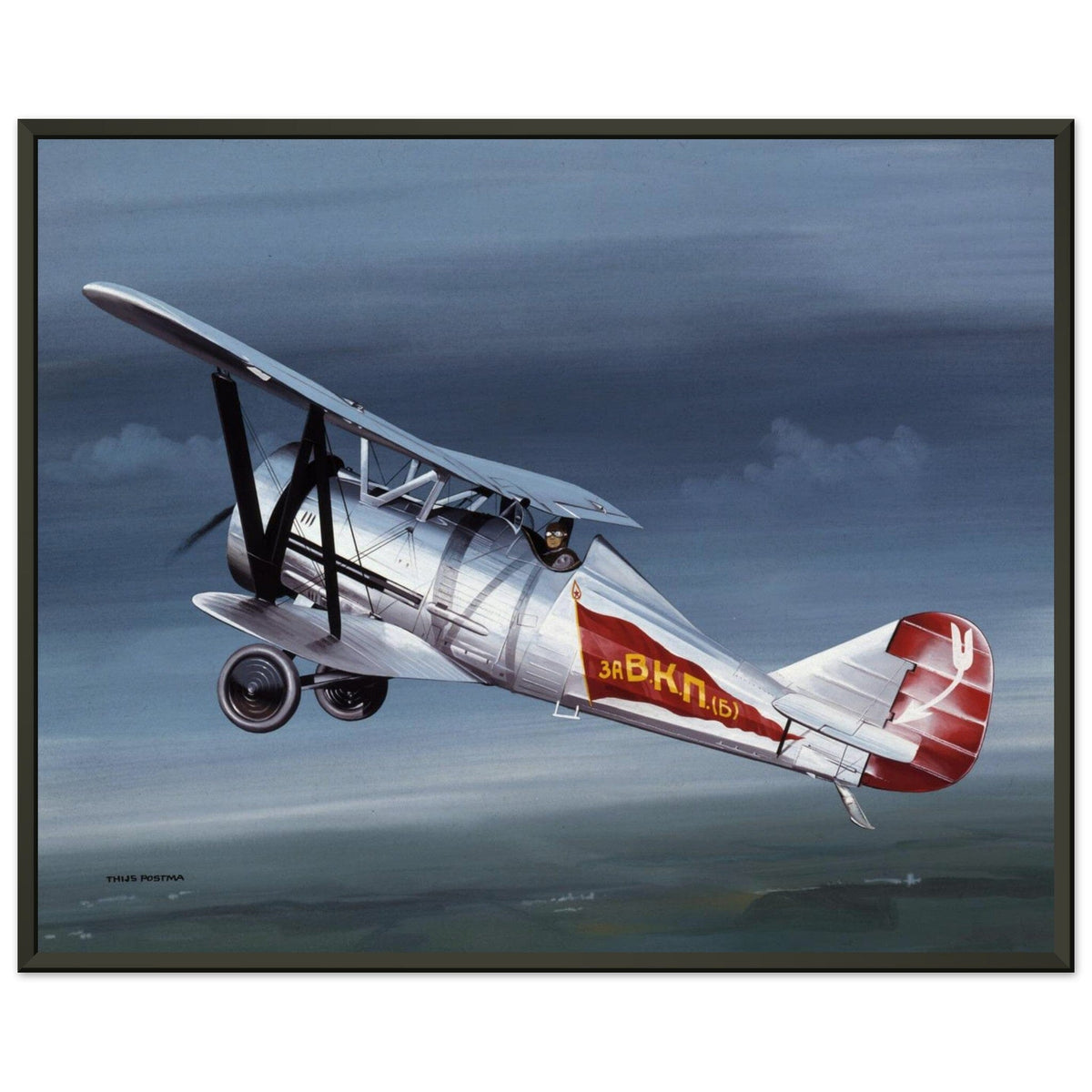 Thijs Postma - Poster - Polikarpov I-5 In The Sky - Metal Frame Poster - Metal Frame TP Aviation Art 40x50 cm / 16x20″ 