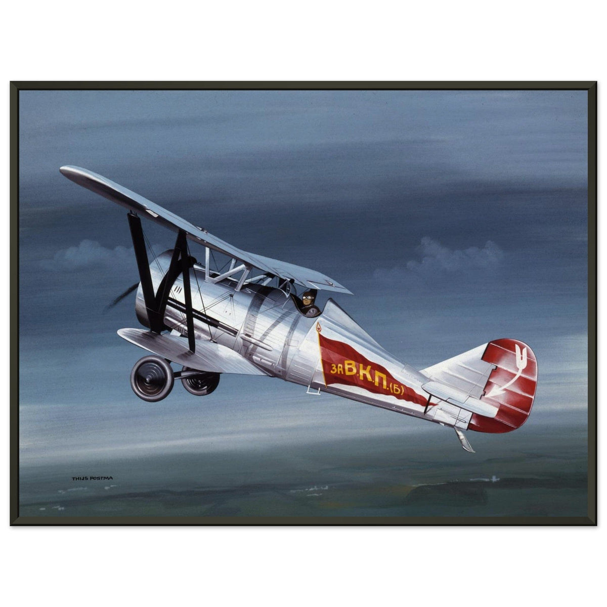 Thijs Postma - Poster - Polikarpov I-5 In The Sky - Metal Frame Poster - Metal Frame TP Aviation Art 45x60 cm / 18x24″ 