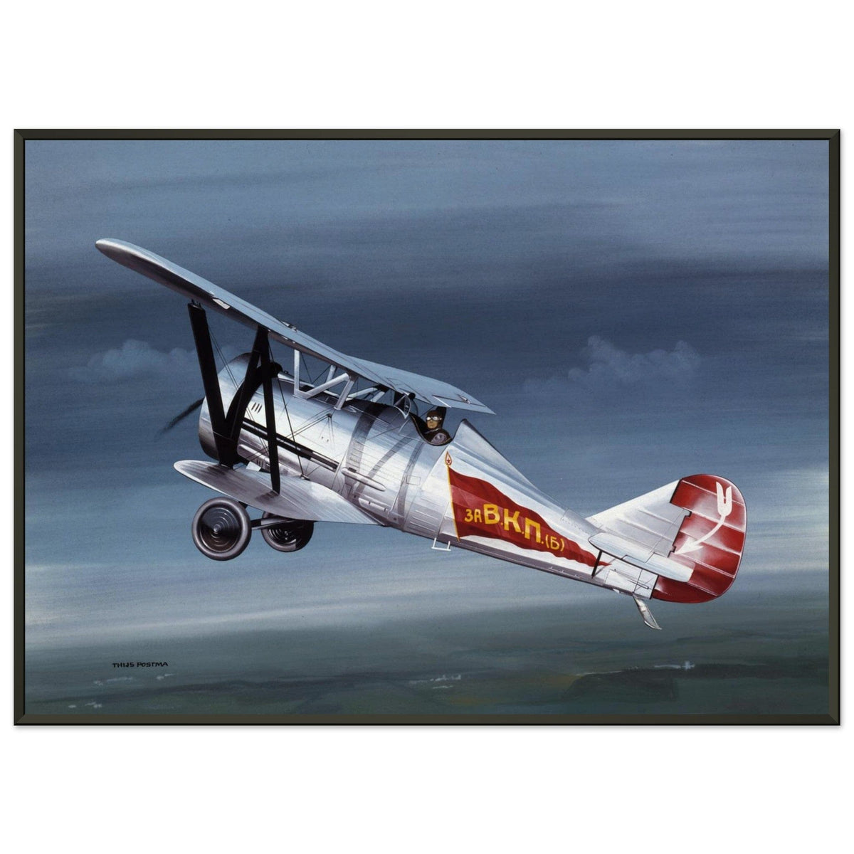 Thijs Postma - Poster - Polikarpov I-5 In The Sky - Metal Frame Poster - Metal Frame TP Aviation Art 50x70 cm / 20x28″ 