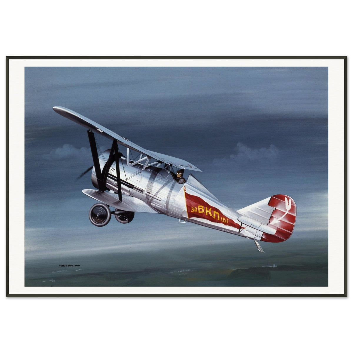 Thijs Postma - Poster - Polikarpov I-5 In The Sky - Metal Frame Poster - Metal Frame TP Aviation Art 70x100 cm / 28x40″ 