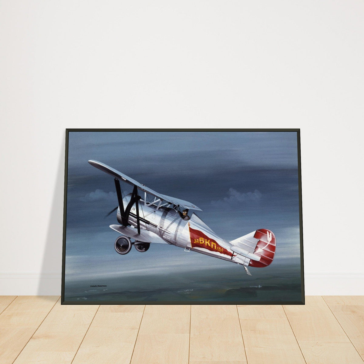 Thijs Postma - Poster - Polikarpov I-5 In The Sky - Metal Frame Poster - Metal Frame TP Aviation Art 
