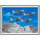 Thijs Postma - Poster - Republic F-84 Thunderbirds At Mount Rushmore - Metal Frame Poster - Metal Frame TP Aviation Art 60x80 cm / 24x32″ 