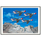 Thijs Postma - Poster - Republic F-84 Thunderbirds At Mount Rushmore - Metal Frame Poster - Metal Frame TP Aviation Art 70x100 cm / 28x40″ 