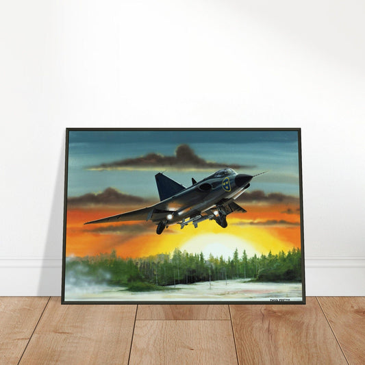 Thijs Postma - Poster - SAAB J-35 Draken - Metal Frame Poster - Metal Frame TP Aviation Art 