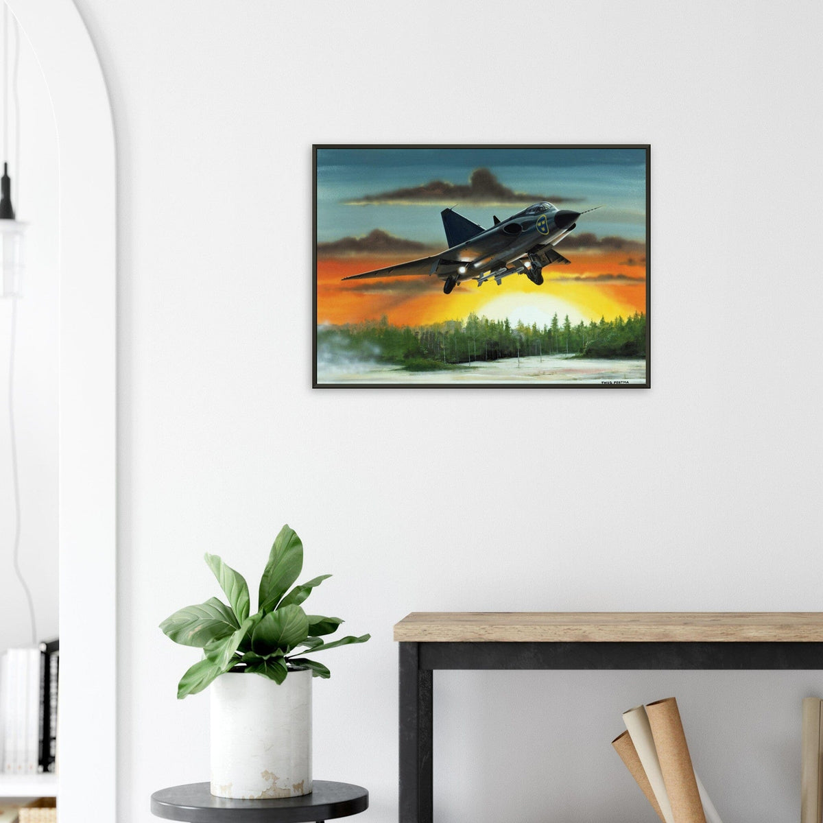 Thijs Postma - Poster - SAAB J-35 Draken - Metal Frame Poster - Metal Frame TP Aviation Art 