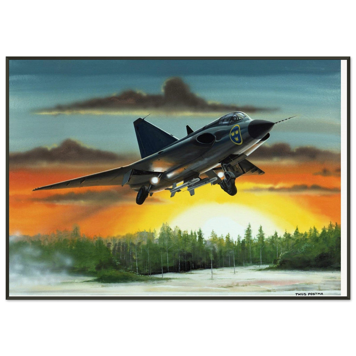 Thijs Postma - Poster - SAAB J-35 Draken - Metal Frame Poster - Metal Frame TP Aviation Art 70x100 cm / 28x40″ 