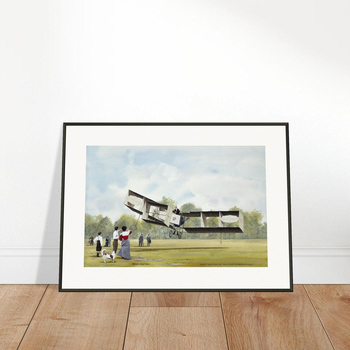 Thijs Postma - Poster - Santos-Dumont 14-bis First Flight Over Europe - Metal Frame Poster - Metal Frame TP Aviation Art 