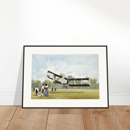 Thijs Postma - Poster - Santos-Dumont 14-bis First Flight Over Europe - Metal Frame Poster - Metal Frame TP Aviation Art 