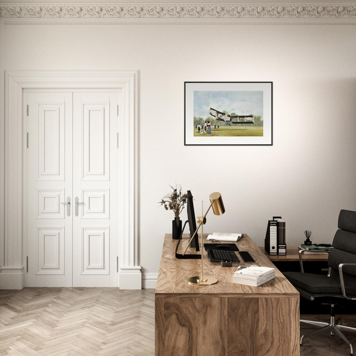 Thijs Postma - Poster - Santos-Dumont 14-bis First Flight Over Europe - Metal Frame Poster - Metal Frame TP Aviation Art 