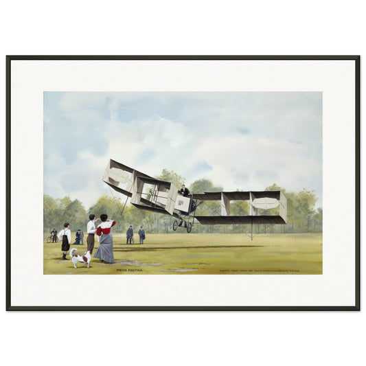 Thijs Postma - Poster - Santos-Dumont 14-bis First Flight Over Europe - Metal Frame Poster - Metal Frame TP Aviation Art 50x70 cm / 20x28″ 