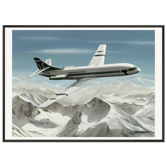 Thijs Postma - Poster - Sud-Est SE-210 Caravelle Transavia - Metal Frame Poster - Metal Frame TP Aviation Art 50x70 cm / 20x28″ 