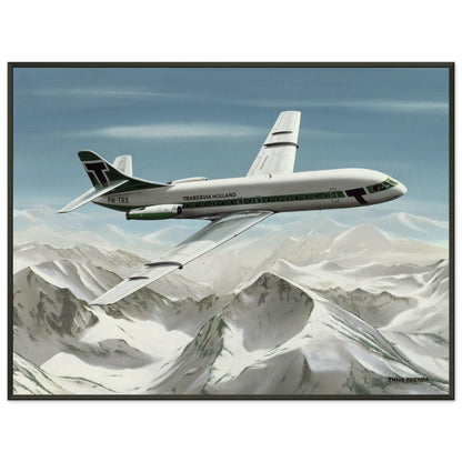 Thijs Postma - Poster - Sud-Est SE-210 Caravelle Transavia - Metal Frame Poster - Metal Frame TP Aviation Art 60x80 cm / 24x32″ 