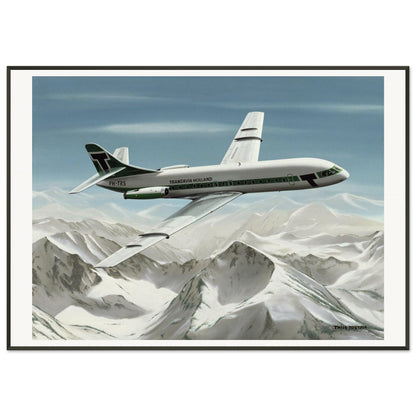 Thijs Postma - Poster - Sud-Est SE-210 Caravelle Transavia - Metal Frame Poster - Metal Frame TP Aviation Art 70x100 cm / 28x40″ 