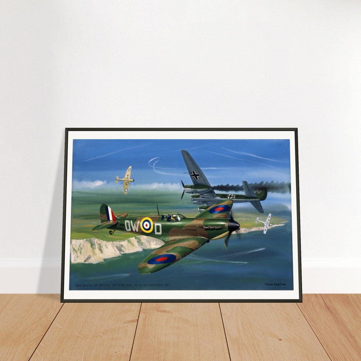 Thijs Postma - Poster - Supermarine Spitfire Mk.1 Battle Of Britain - Metal Frame Poster - Metal Frame TP Aviation Art 