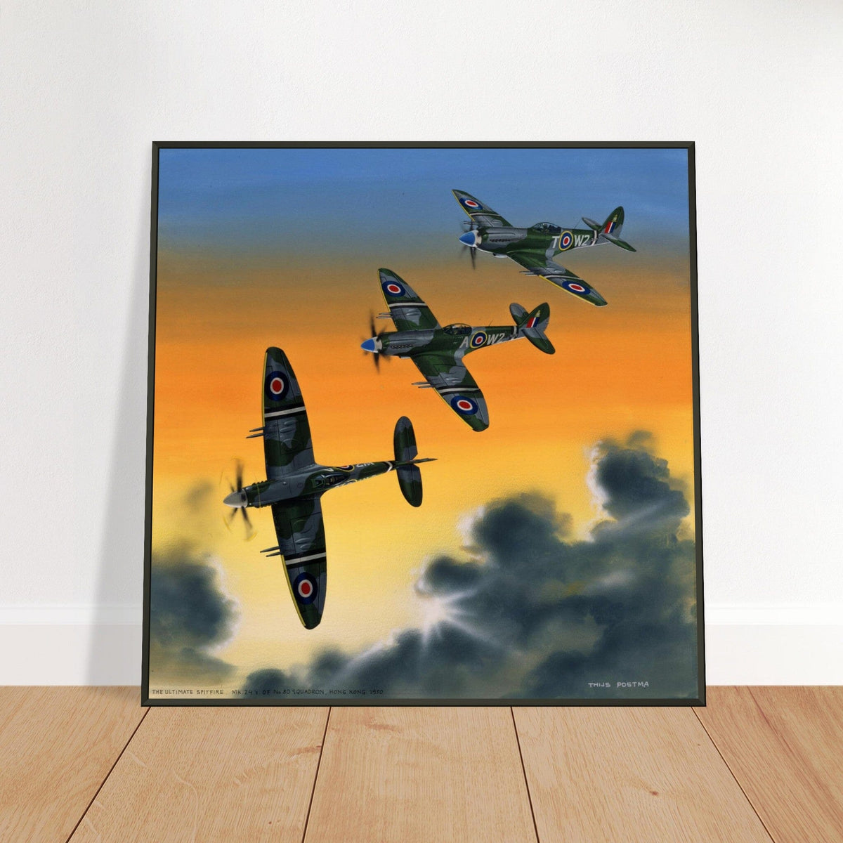 Thijs Postma - Poster - Supermarine Spitfire Mk.24 In HongKong - Metal Frame Poster - Metal Frame TP Aviation Art 