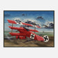 Thijs Postma - Poster - The Red Baron In His Fokker Dr.I Hunting For SE-5As - Metal Frame Poster - Metal Frame TP Aviation Art 50x70 cm / 20x28″ 
